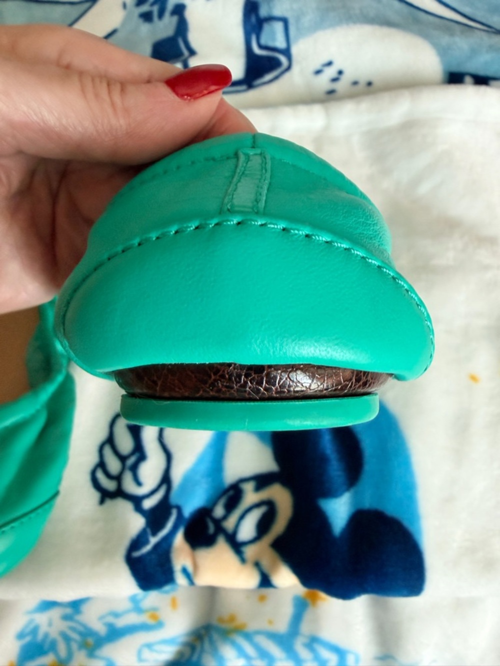 Tieks Teal Green Leather Ballet Flats - Picture 3 of 11